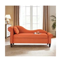 Rainsken 64.5-inch Modern Velvet Chaise Longue with Storage, Recliner,Left Armrest and Lumbar Support