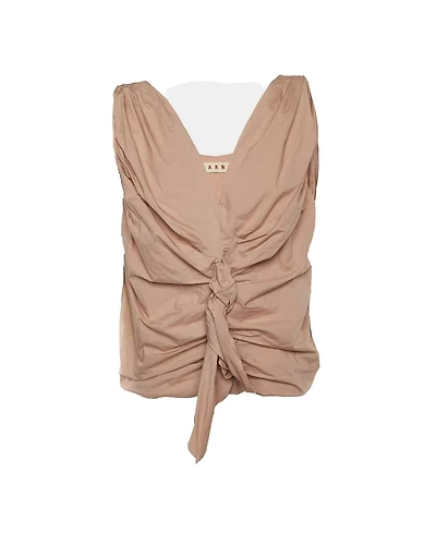 Pre-Owned Marni Women's Ruched Knot-Front Cotton Top