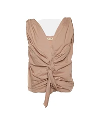 Pre-Owned Marni Women's Ruched Knot-Front Cotton Top