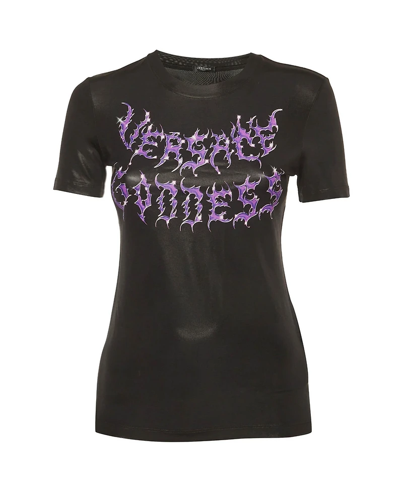 Pre-Owned Versace Women's Goddess Graphic Print Jersey T-Shirt