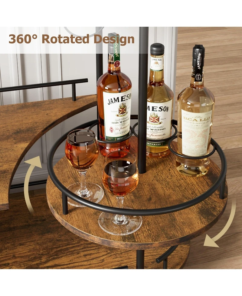 gaomon Elegant 4-Tier Gold Bar Cart with Wine Rack and Glass Holder Mobile Serving on Wheels Metal Storage Shelves for Dining, Living Room