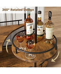 gaomon Elegant 4-Tier Gold Bar Cart with Wine Rack and Glass Holder Mobile Serving on Wheels Metal Storage Shelves for Dining, Living Room