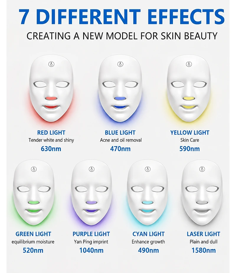 Lovery 7-Color Led Light Therapy Facial Mask for Radiant Skin