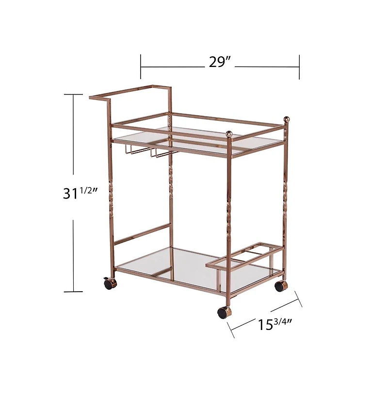 Augusta Home Ivers Metal Mirrored Bar Cart