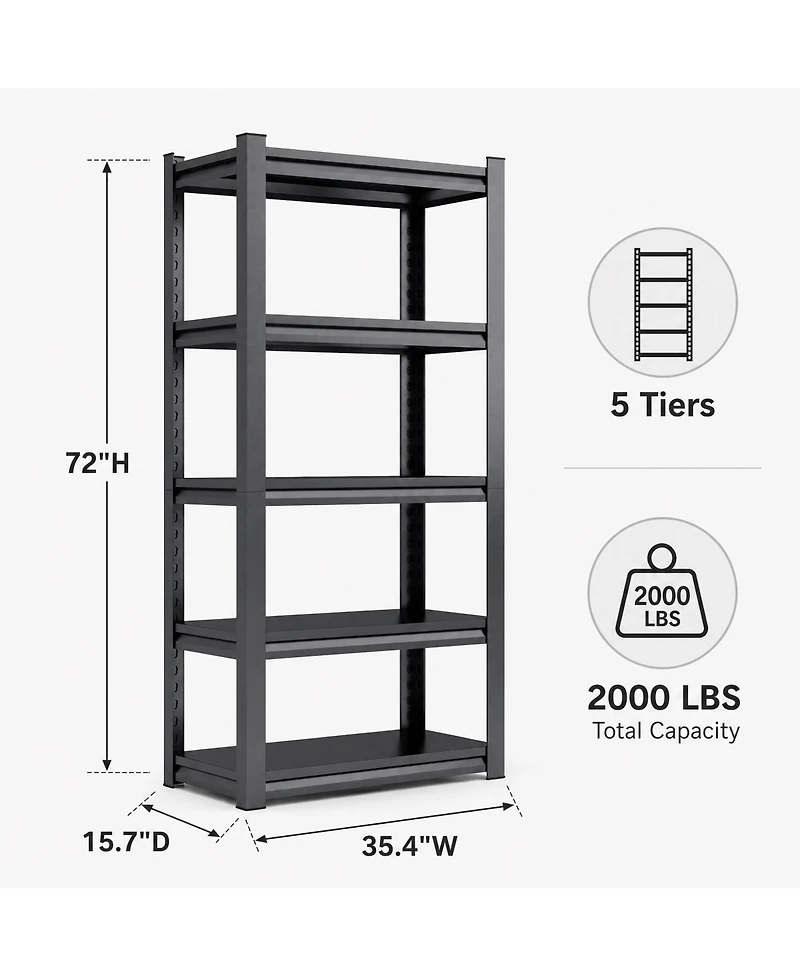 Viyet 72"H 5-Tier Heavy Duty Metal Shelves