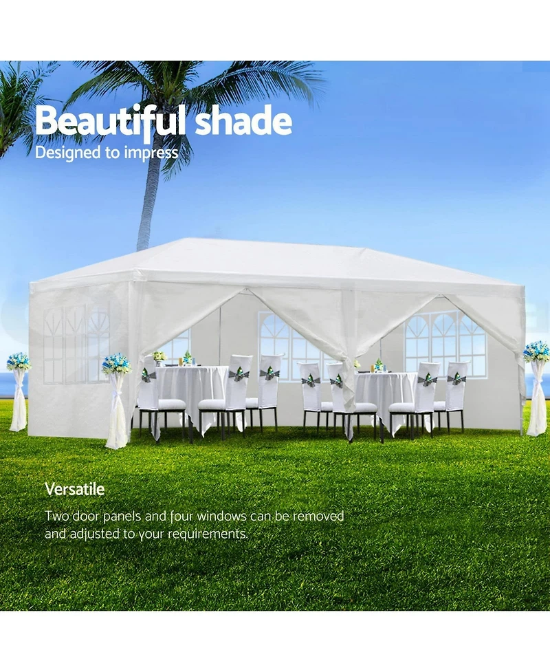 homfan 10 x 20/10 30 Feet Steel Frame Party Tent with Pe Cover, Outdoor Event Canopy Shelter for Wedding Bbq Picnic