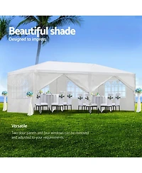 homfan 10 x 20/10 30 Feet Steel Frame Party Tent with Pe Cover, Outdoor Event Canopy Shelter for Wedding Bbq Picnic