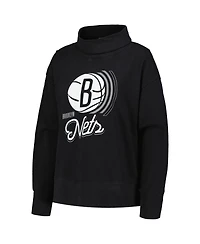 LevelWear Women's Black Brooklyn Nets Sunset Pullover Sweatshirt