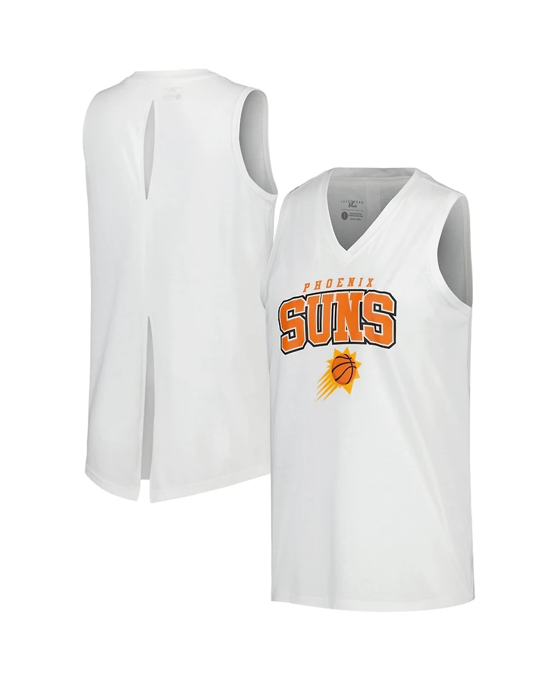 LevelWear Women's White Phoenix Suns Paisley Peekaboo Tank Top