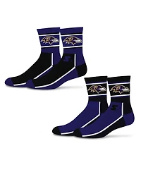 Starter Men's and Women's 2-Pack Black/Purple Baltimore Ravens Double Color Block Mid-Crew Socks