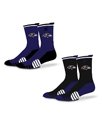 Starter Men's and Women's 2 Pack Purple/Black Baltimore Ravens Breakaway Crew Socks