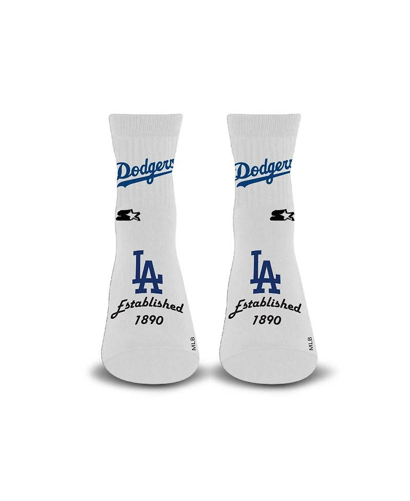 Starter Men's and Women's White Los Angeles Dodgers Established Stencil Quarter Socks