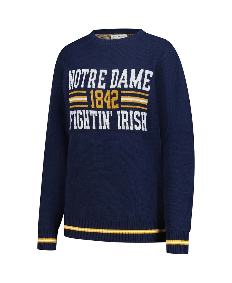 Uscape Apparel Men's and Women's Navy Notre Dame Fighting Irish Renew Knit Vintage Retro Sweater