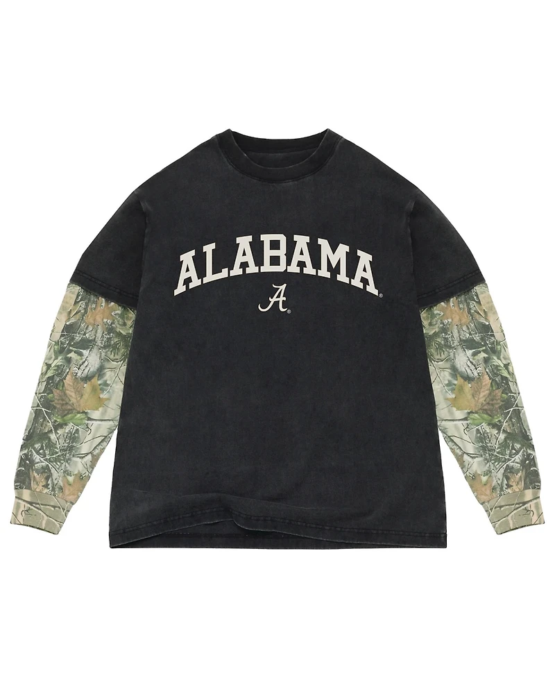 Uscape Apparel Men's Black/Camo Alabama Crimson Tide Back Bay Twofer Heavyweight Long Sleeve T-Shirt