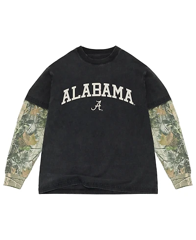 Uscape Apparel Men's Black/Camo Alabama Crimson Tide Back Bay Twofer Heavyweight Long Sleeve T-Shirt