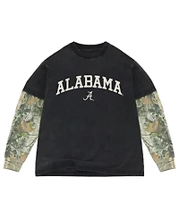 Uscape Apparel Men's Black/Camo Alabama Crimson Tide Back Bay Twofer Heavyweight Long Sleeve T-Shirt