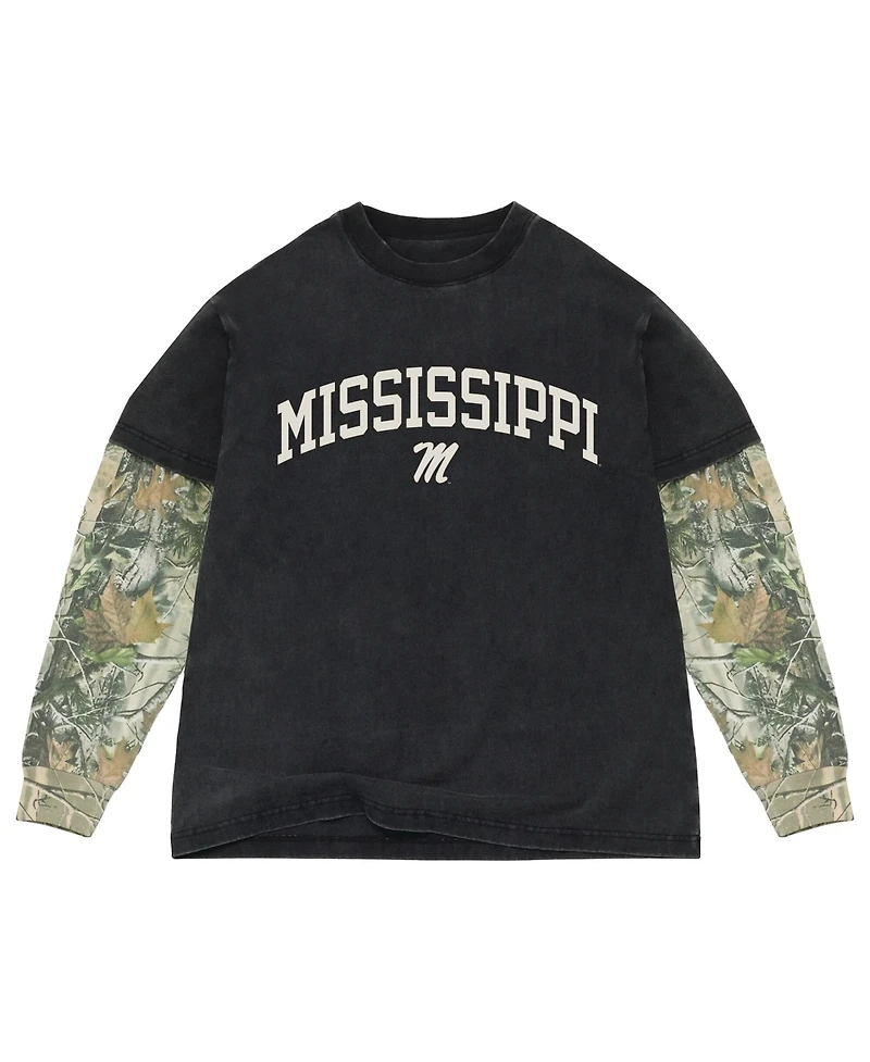 Uscape Apparel Men's Black/Camo Ole Miss Rebels Back Bay Twofer Heavyweight Long Sleeve T-Shirt