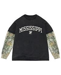 Uscape Apparel Men's Black/Camo Ole Miss Rebels Back Bay Twofer Heavyweight Long Sleeve T-Shirt