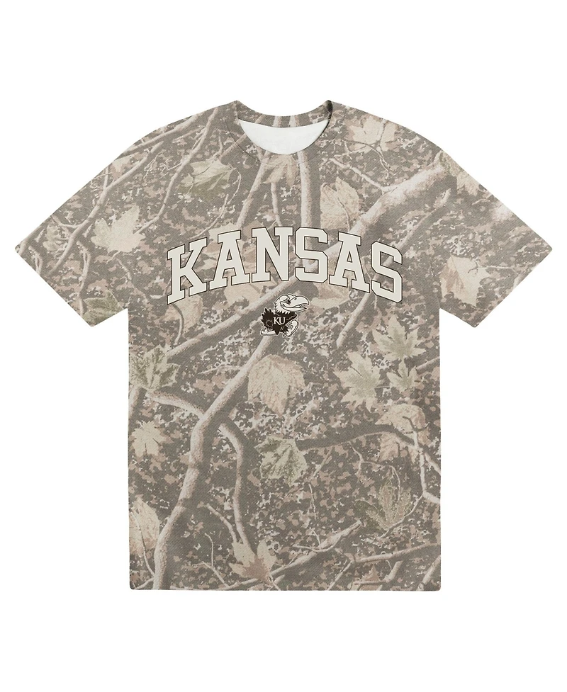 Uscape Apparel Men's Camo Kansas Jayhawks Back Bay Heavyweight T-Shirt