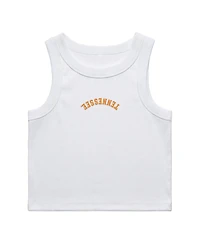 Uscape Apparel Women's White Tennessee Volunteers Upside Down Embroidery Ribbed Cropped Tank Top