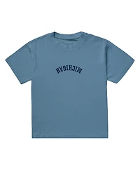 Uscape Apparel Men's Light Blue Michigan Wolverines Upside Down Embroidered Vintage Heavyweight T-Shirt