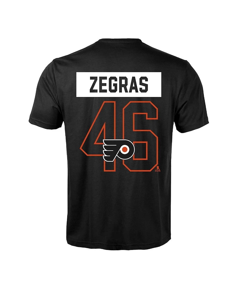 LevelWear Men's Trevor Zegras Black Philadelphia Flyers Richmond Name & Number T-Shirt
