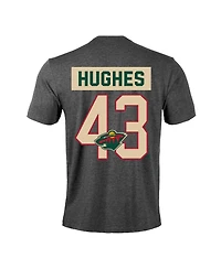 LevelWear Men's Quinn Hughes Gray Minnesota Wild Richmond Name & Number T-Shirt