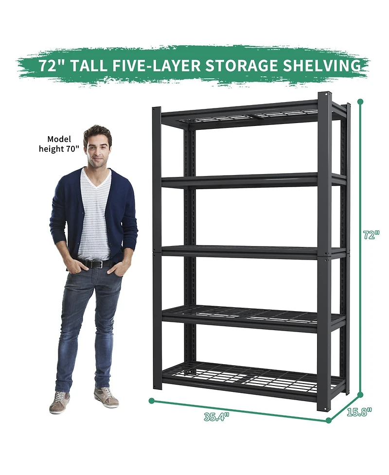 Viyet 72"H 5-Tier Metal Mesh Storage Rack