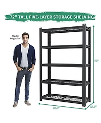 Viyet 72"H 5-Tier Metal Mesh Storage Rack