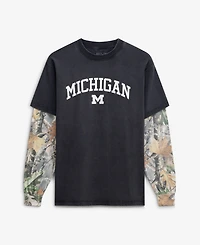 Uscape Apparel Men's Black/Camo Michigan Wolverines Back Bay Twofer Heavyweight Long Sleeve T-Shirt