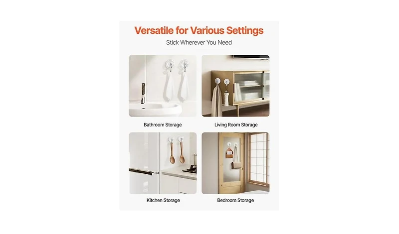 Viyet 6-Pack Heavy-Duty Vacuum Suction Hooks