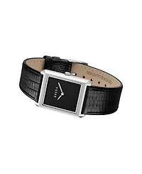 Breda Men's Quartz Virgil Silver and Black Leather Band Watch 26mm