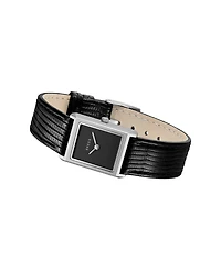 Breda Women's Quartz Virgil Silver and Black Leather Band Watch 20mm