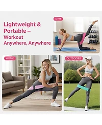 Fed Fitness 3-Pack Fabric Resistance Bands, 3 Levels for Legs and Glutes, Lightweight Home Gym Gear