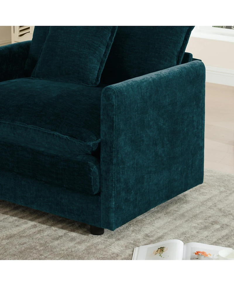 Boyel Living Comfy Deep Single Seat Sofa Upholstered Reading Armchair Room Chair Chenille Fabric , 1 Toss Pillow