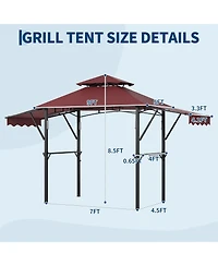 homfan Heavy Duty 8x5 Ft Bbq Grill Gazebo with Arched Roof, Double Folding Doors and Iron Frame for Outdoor Cooking, Lawn, Garden