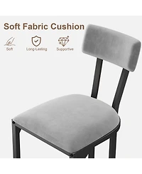 homfan Set of 2 35 Inch Bar Stools with Flannel Upholstered Seat and Engineered Wood and Metal Frame for Kitchen Island, Dining Room, Home Bar