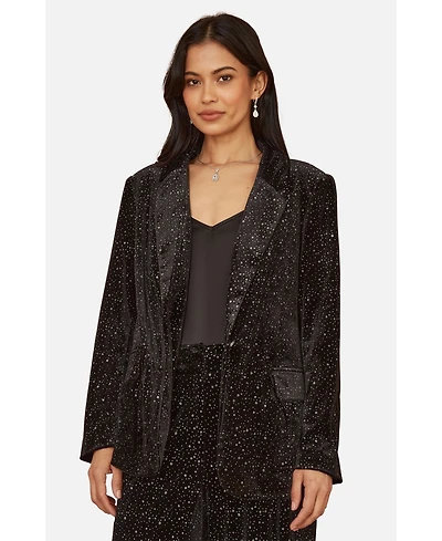 Yumi Women's Velvet Sparkle Oversize Blazer