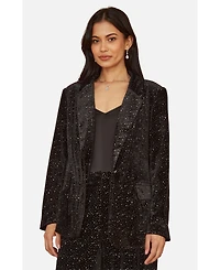 Yumi Women's Velvet Sparkle Oversize Blazer