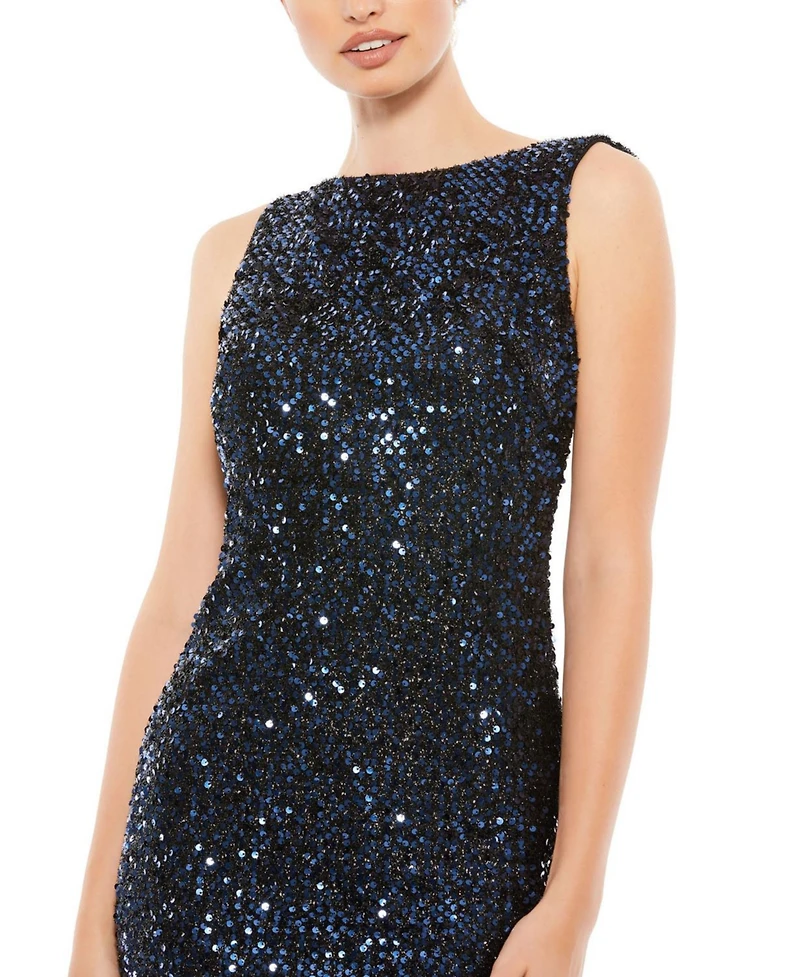 Mac Duggal Women's Embellished Faux Wrap Flutter Sleeve Dress