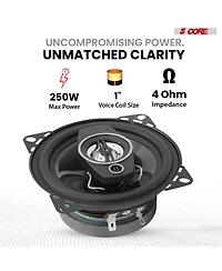 5 Core Coaxial Door Car Speakers 4" Pair 250W 4Ohm 2 Way Component Subwoofer Audio With Super Tweeter