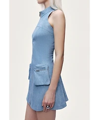 Nocturne Women's Pocket and Stone Detail Halter neck Mini Dress