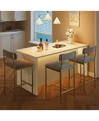 homfan Set of 6 25.5 Inch Counter Height Bar Stools with Velvet Cushion Seat and Gold Metal Frame