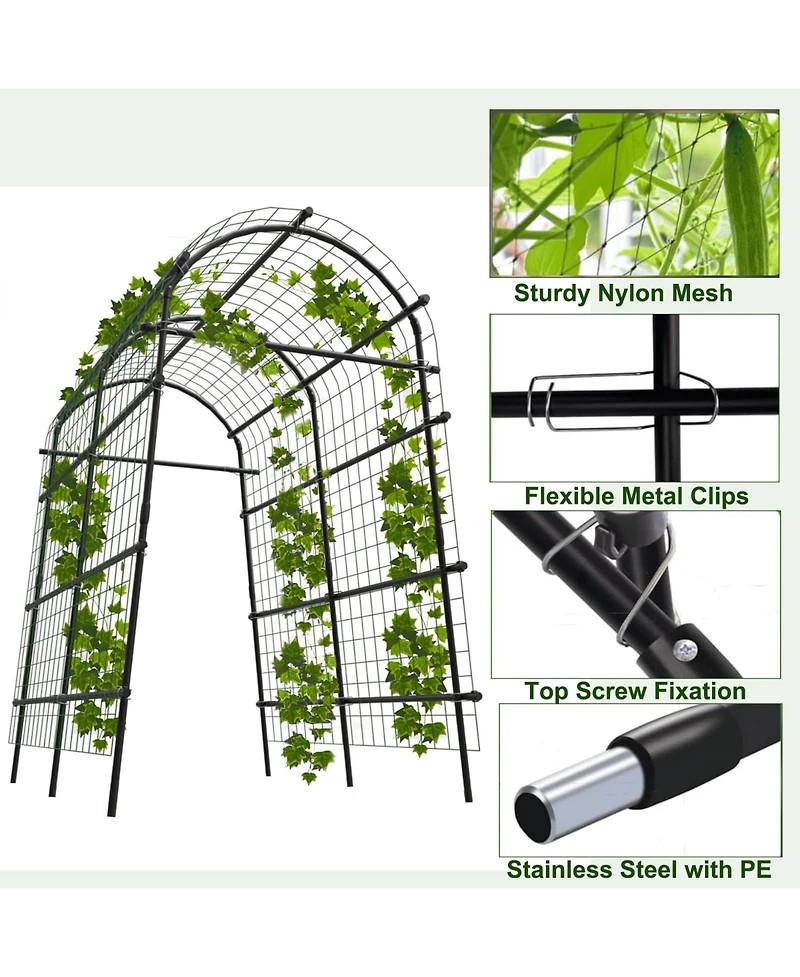 homfan 71 x 39 x 83 Inch Steel Garden Arch Trellis for Climbing Plants, Outdoor Arbor Pergola for Gate Entrance Pathway