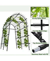 homfan 71 x 39 x 83 Inch Steel Garden Arch Trellis for Climbing Plants, Outdoor Arbor Pergola for Gate Entrance Pathway