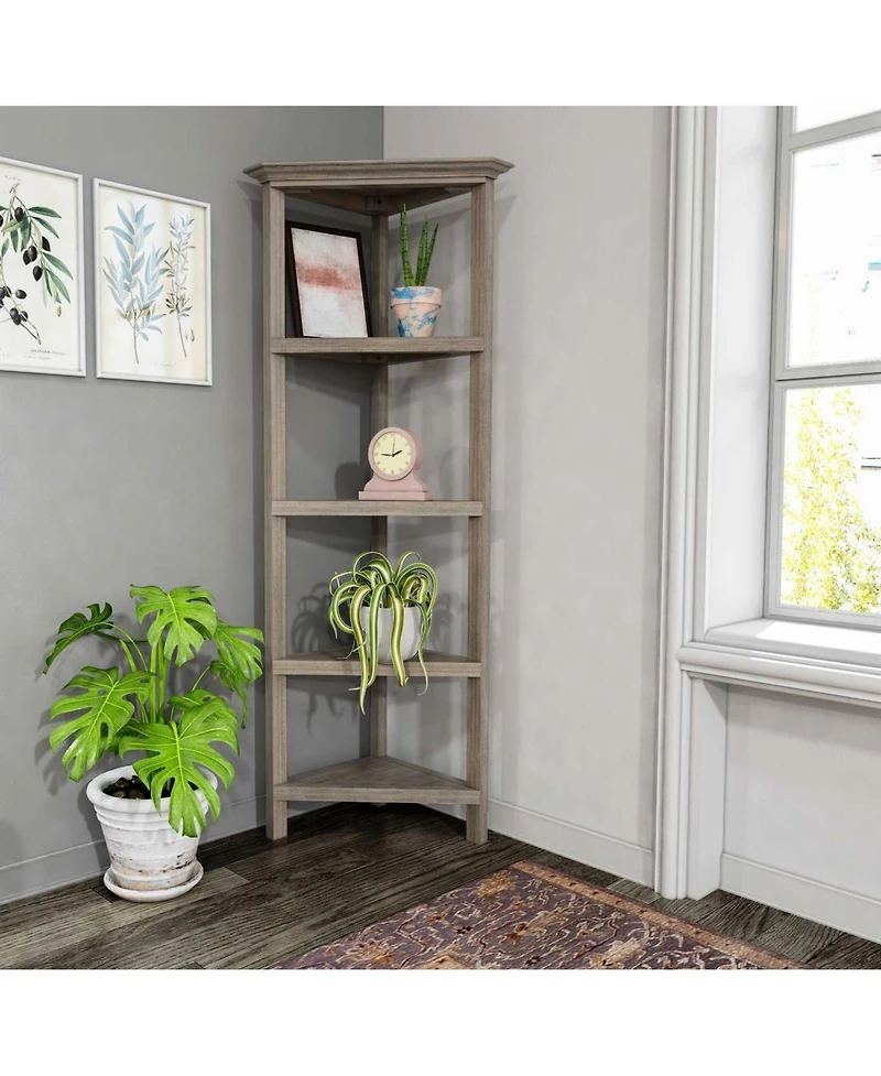 HomeRoots Solid Wood Corner Bookcase