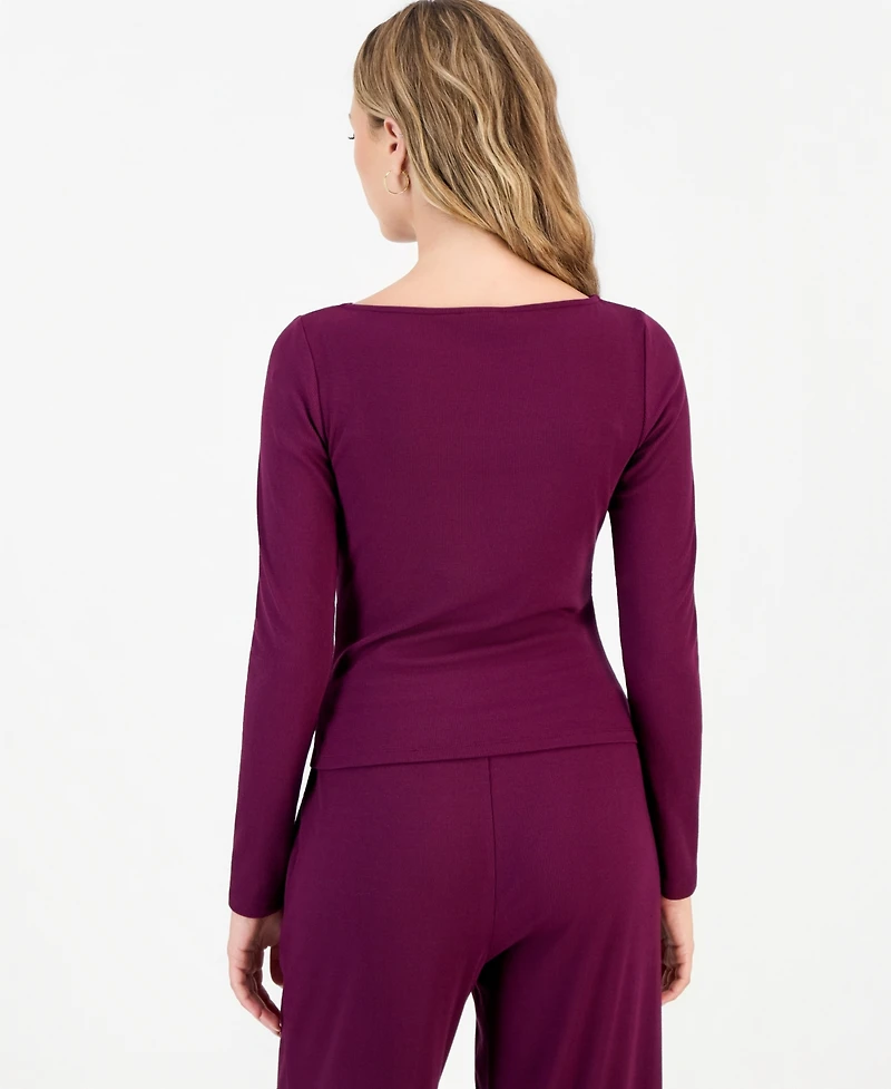 I.n.c. International Concepts Petite Rib-Knit Asymmetric Top, Macy's Exclusive