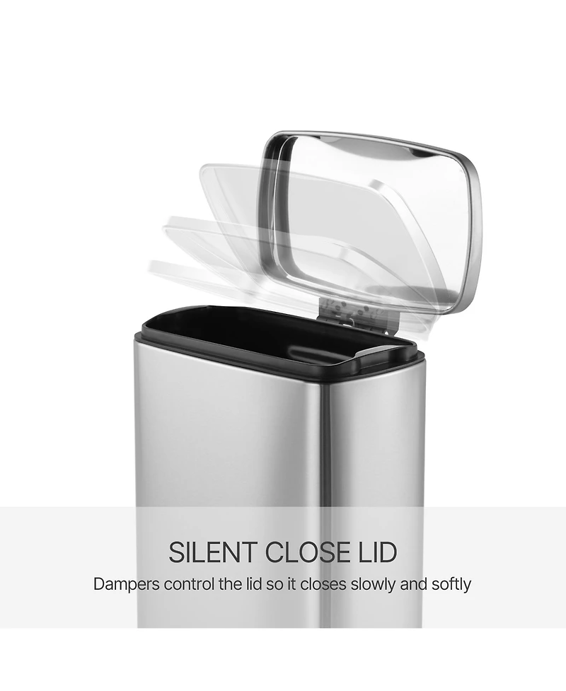 1.3 Gal./5 Liter Rectangular Stainless Steel Step-on Trash Can for Bathroom and Office