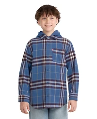 Levi's Boys' 8-20 Hooded Plaid Flannel Long-Sleeve Shirt