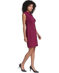 Karl Lagerfeld Paris Women's Brooch Button Scuba Crepe Sheath Dress